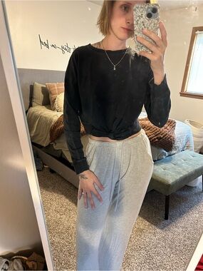 Forever 21 Black Twist-Front Sweatshirt